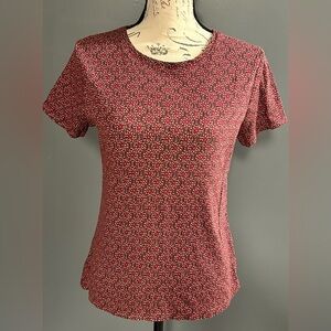 croft & barrow Red Patterned Short Sleeve Crewneck Top